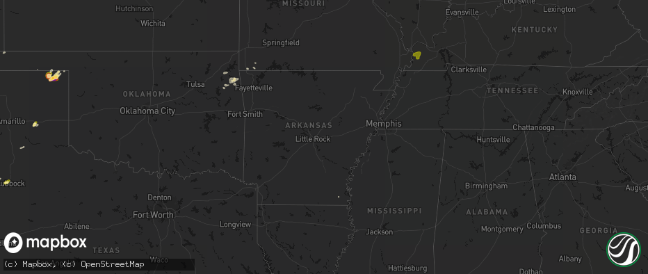 Hail map in Arkansas on June 8, 2026