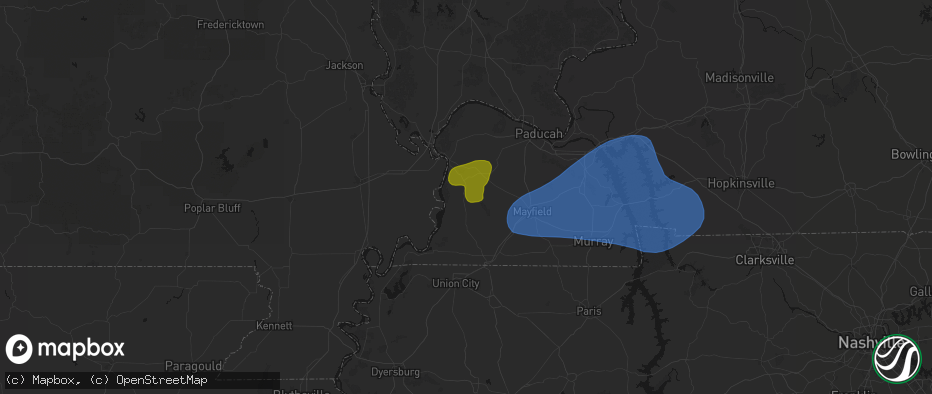 Hail map in Arlington, KY on June 8, 2026