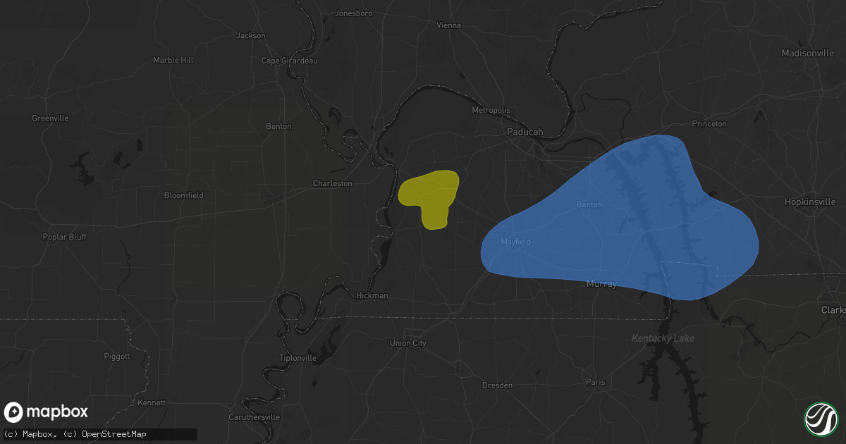 Hail map in Arlington, KY on June 8, 2026