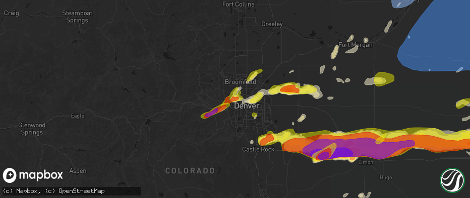 Hail map in Arvada, CO on June 8, 2026