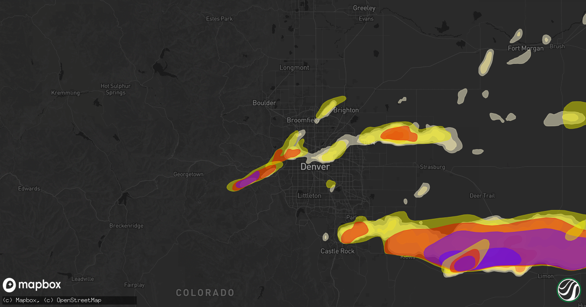 Hail map in Arvada, CO on June 8, 2026