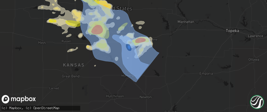 Hail map in Assaria, KS on June 8, 2026