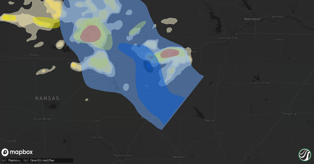 Hail map in Assaria, KS on June 8, 2026
