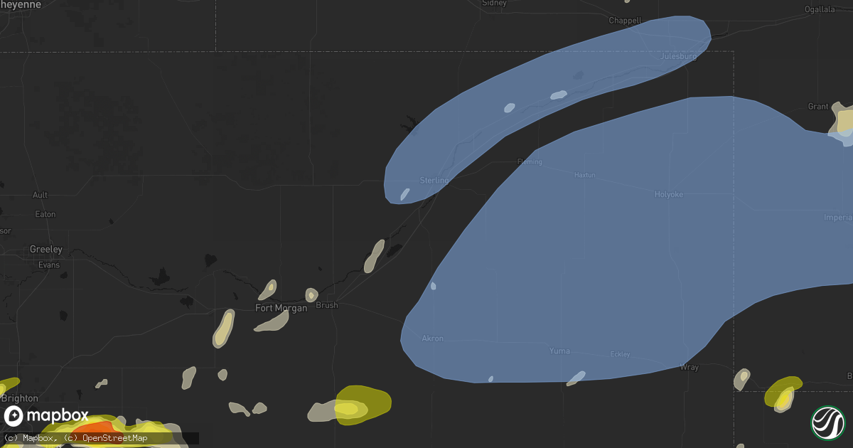 Hail map in Atwood, CO on June 8, 2026