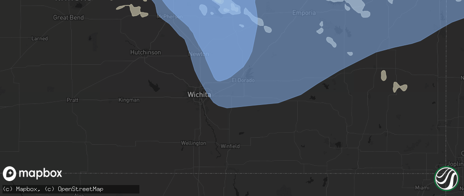 Hail map in Augusta, KS on June 8, 2026