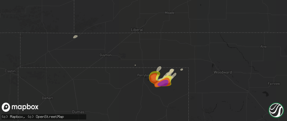 Hail map in Balko, OK on June 8, 2026