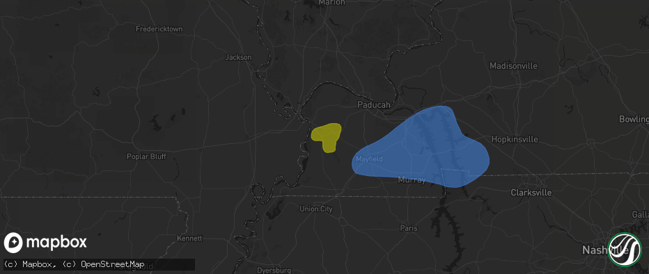 Hail map in Bardwell, KY on June 8, 2026