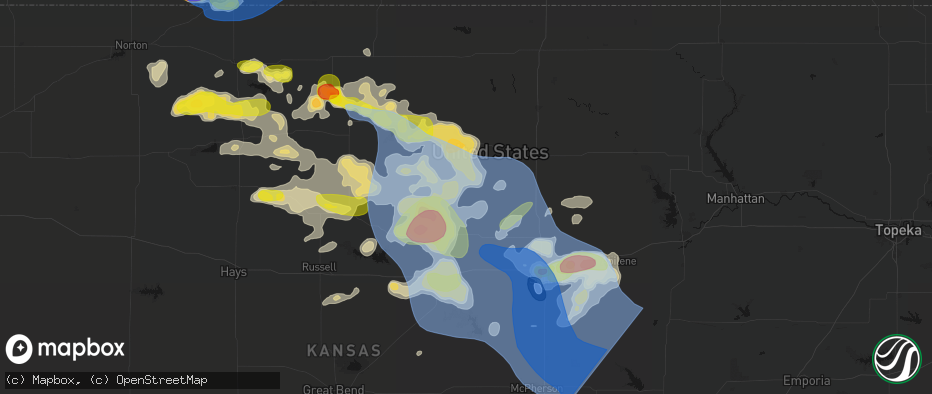 Hail map in Barnard, KS on June 8, 2026