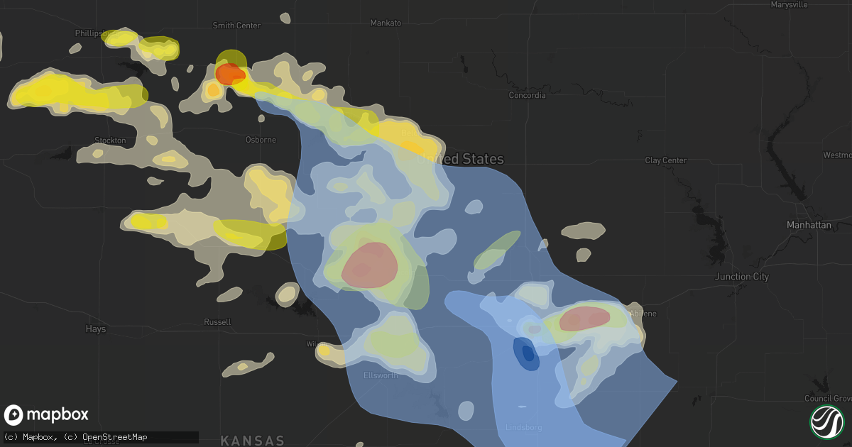 Hail map in Barnard, KS on June 8, 2026