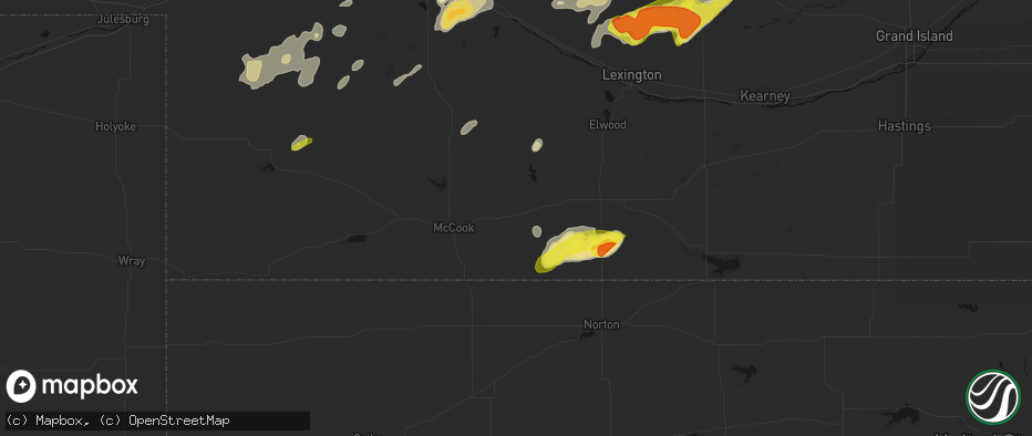 Hail map in Bartley, NE on June 8, 2026