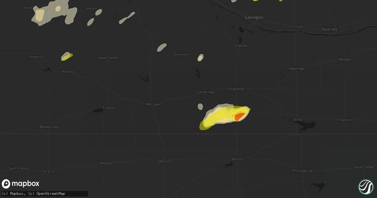 Hail map in Bartley, NE on June 8, 2026
