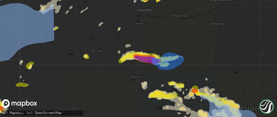 Hail map in Beaver City, NE on June 8, 2026