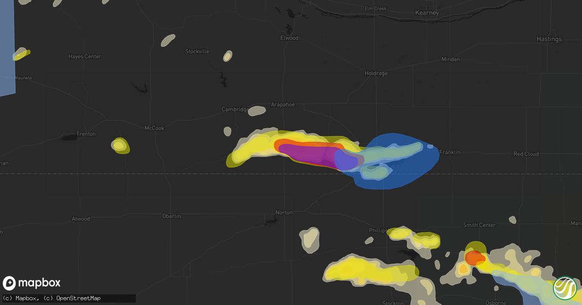 Hail map in Beaver City, NE on June 8, 2026