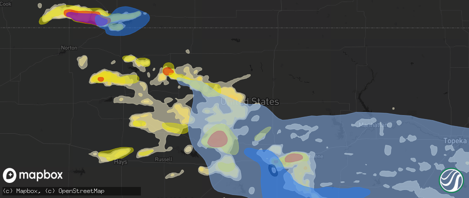 Hail map in Beloit, KS on June 8, 2026