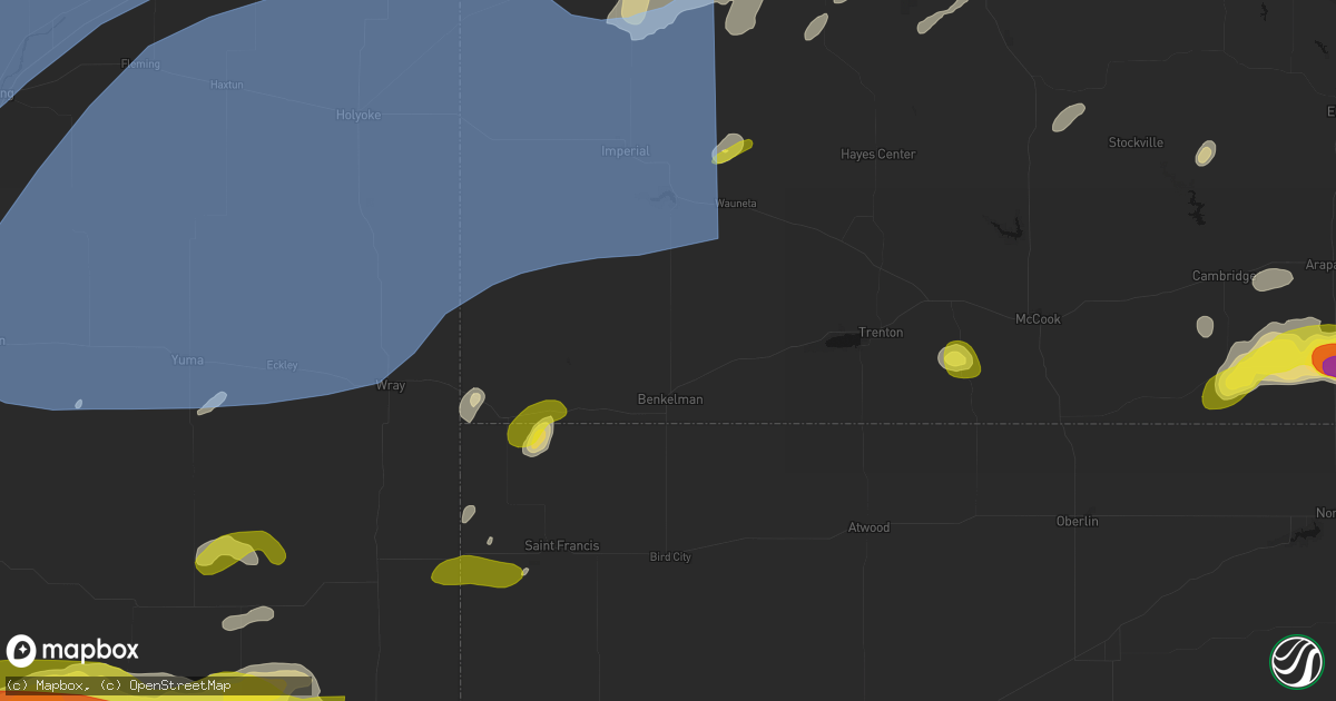 Hail map in Benkelman, NE on June 8, 2026