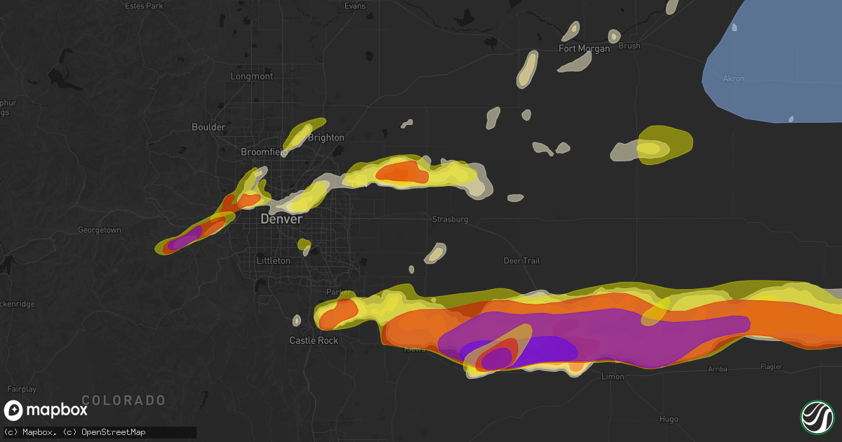 Hail map in Bennett, CO on June 8, 2026