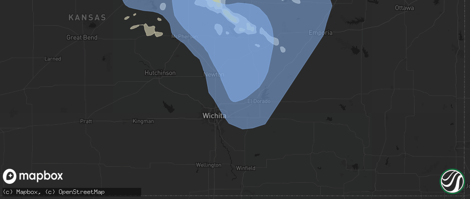 Hail map in Benton, KS on June 8, 2026
