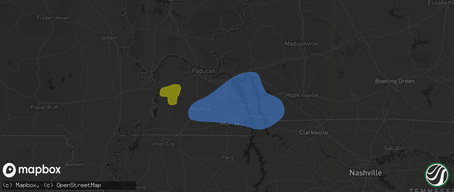 Hail map in Benton, KY on June 8, 2026