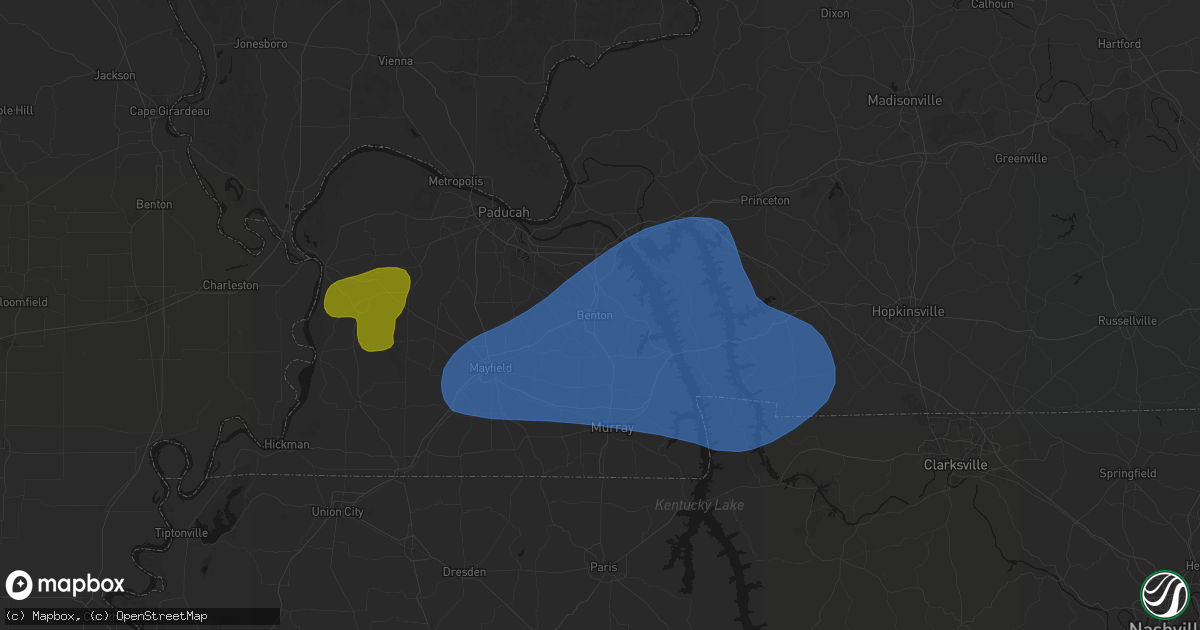 Hail map in Benton, KY on June 8, 2026