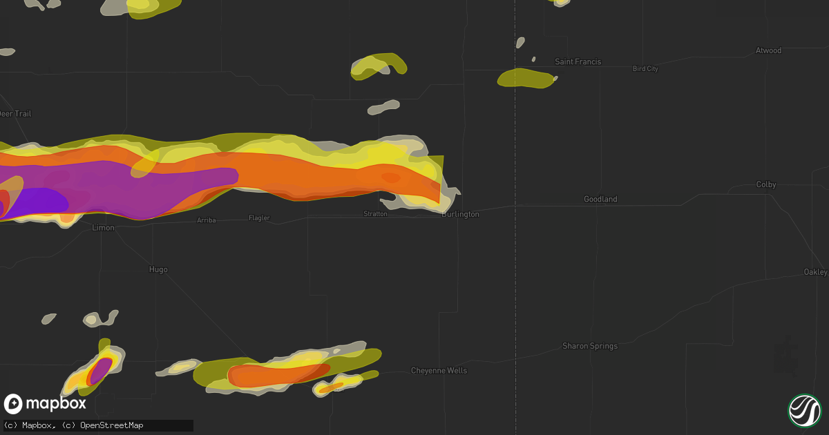Hail map in Bethune, CO on June 8, 2026