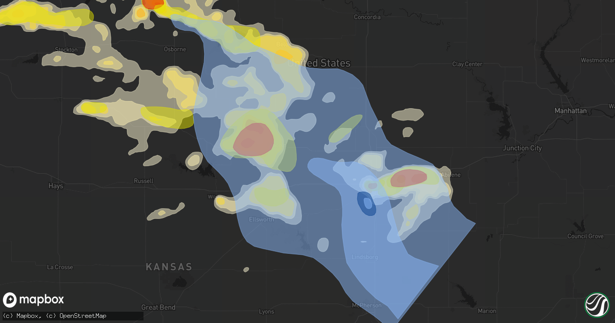 Hail map in Beverly, KS on June 8, 2026
