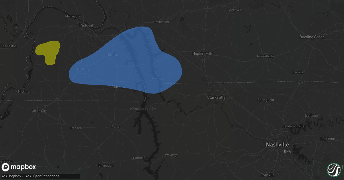 Hail map in Big Rock, TN on June 8, 2026