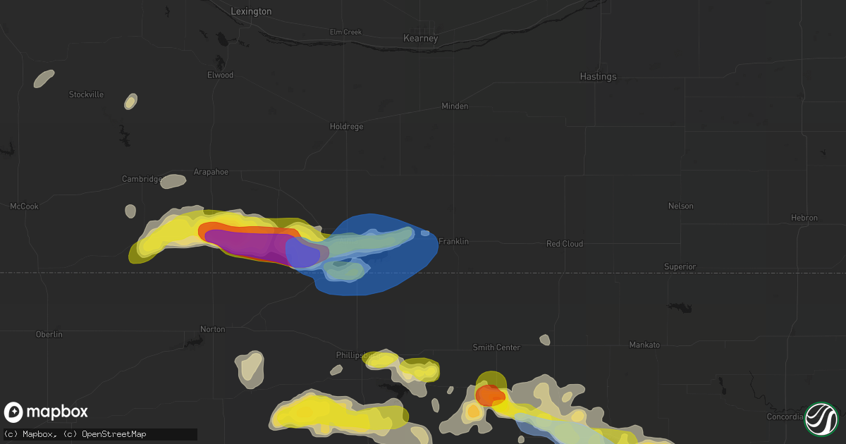 Hail map in Bloomington, NE on June 8, 2026