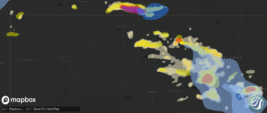 Hail map in Bogue, KS on June 8, 2026