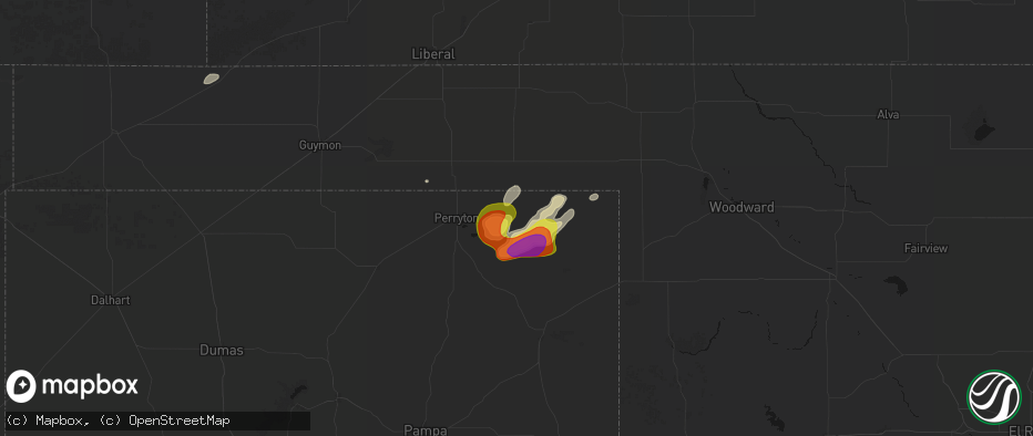 Hail map in Booker, TX on June 8, 2026
