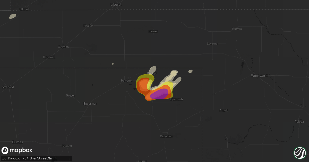 Hail map in Booker, TX on June 8, 2026
