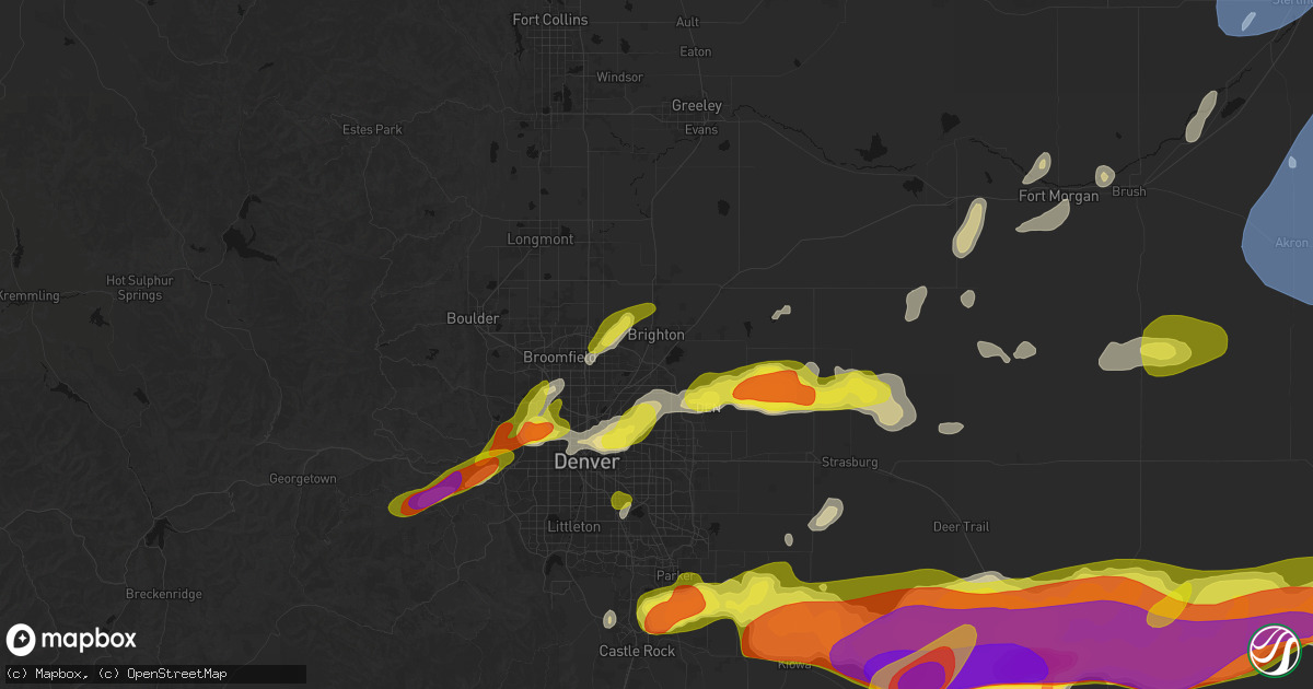 Hail map in Brighton, CO on June 8, 2026