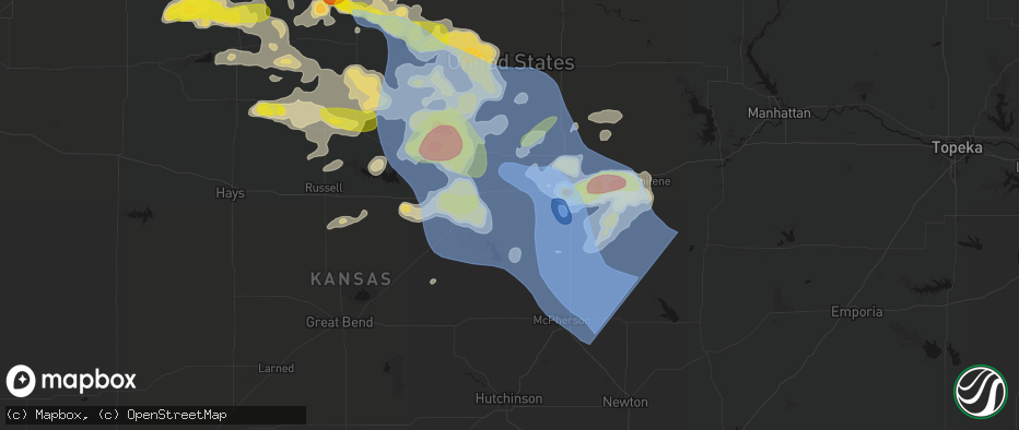Hail map in Brookville, KS on June 8, 2026