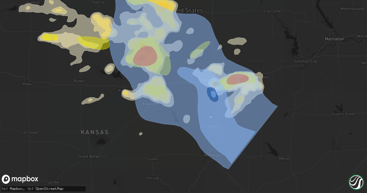 Hail map in Brookville, KS on June 8, 2026
