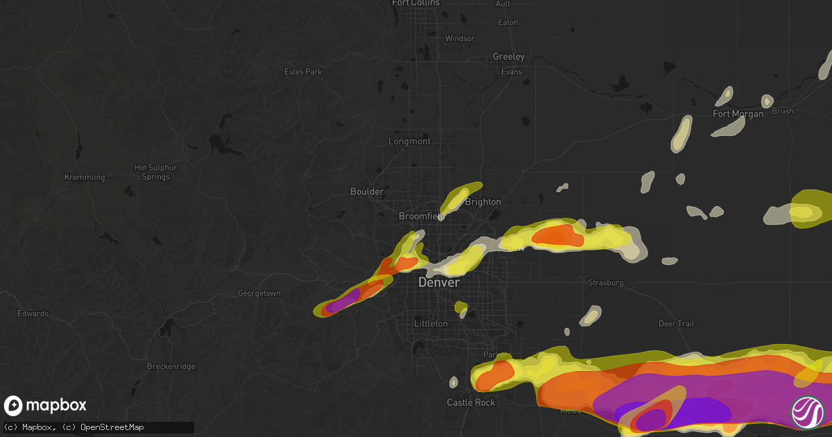 Hail map in Broomfield, CO on June 8, 2026