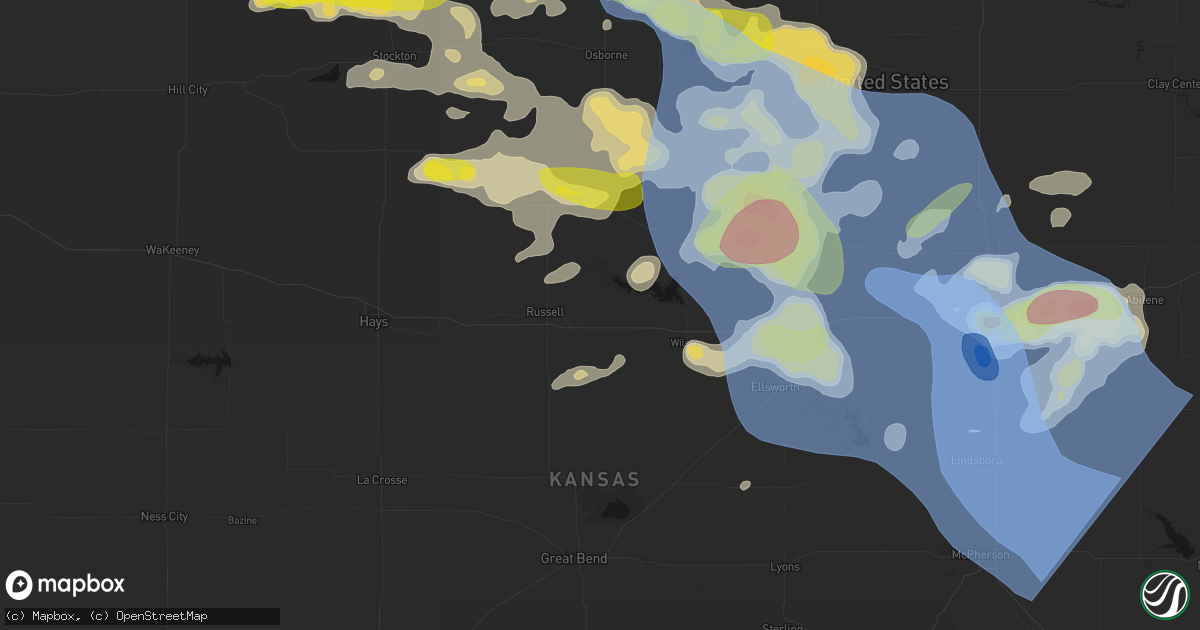 Hail map in Bunker Hill, KS on June 8, 2026