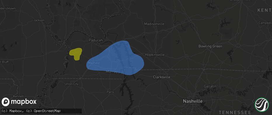 Hail map in Cadiz, KY on June 8, 2026