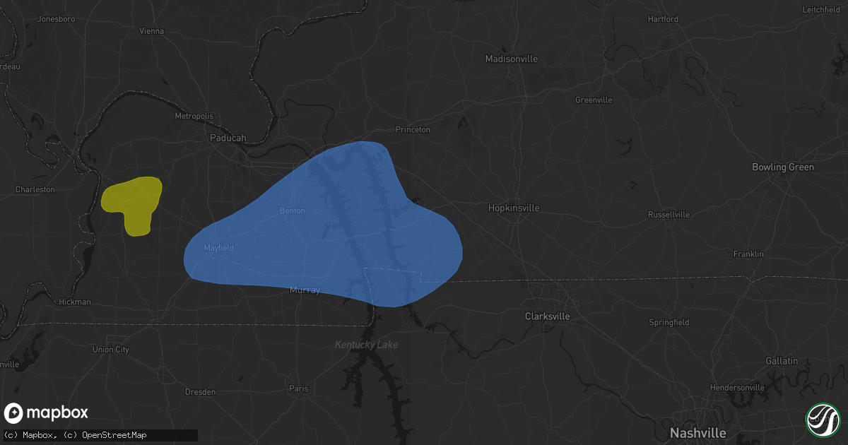 Hail map in Cadiz, KY on June 8, 2026