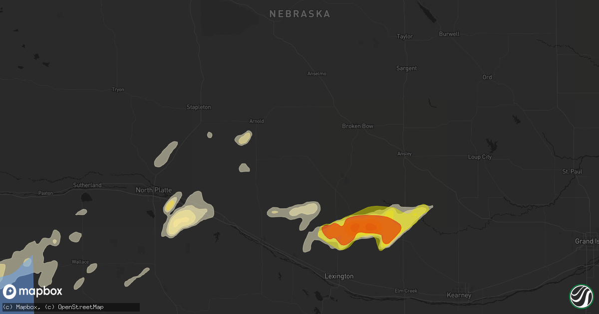 Hail map in Callaway, NE on June 8, 2026