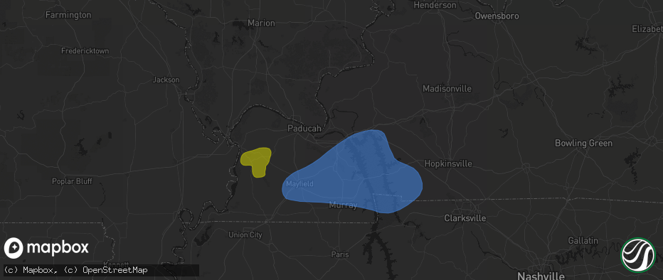 Hail map in Calvert City, KY on June 8, 2026