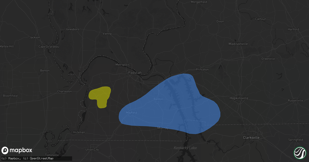 Hail map in Calvert City, KY on June 8, 2026