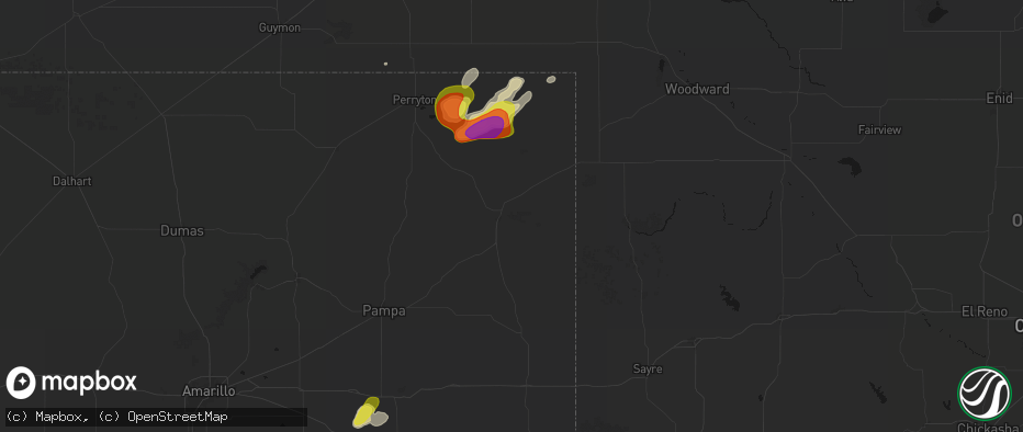 Hail map in Canadian, TX on June 8, 2026