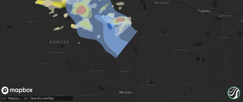 Hail map in Canton, KS on June 8, 2026