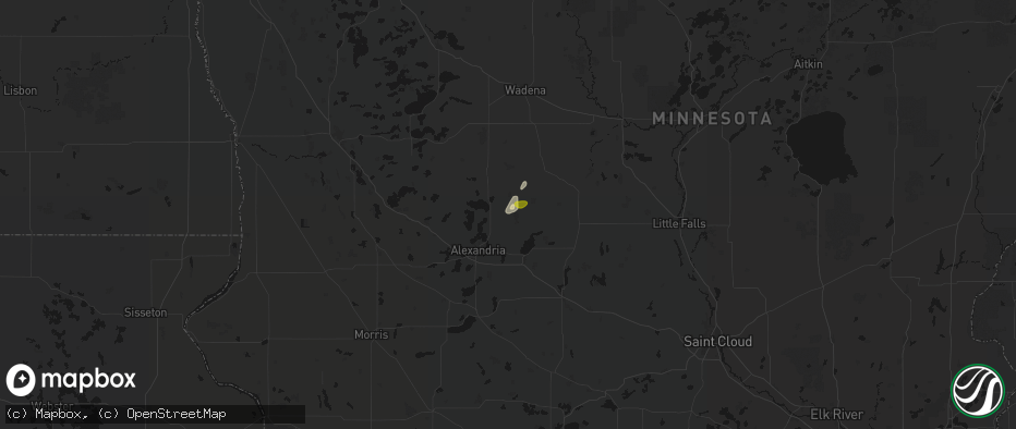 Hail map in Carlos, MN on June 8, 2026