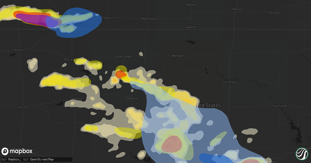 Hail map in Cawker City, KS on June 8, 2026