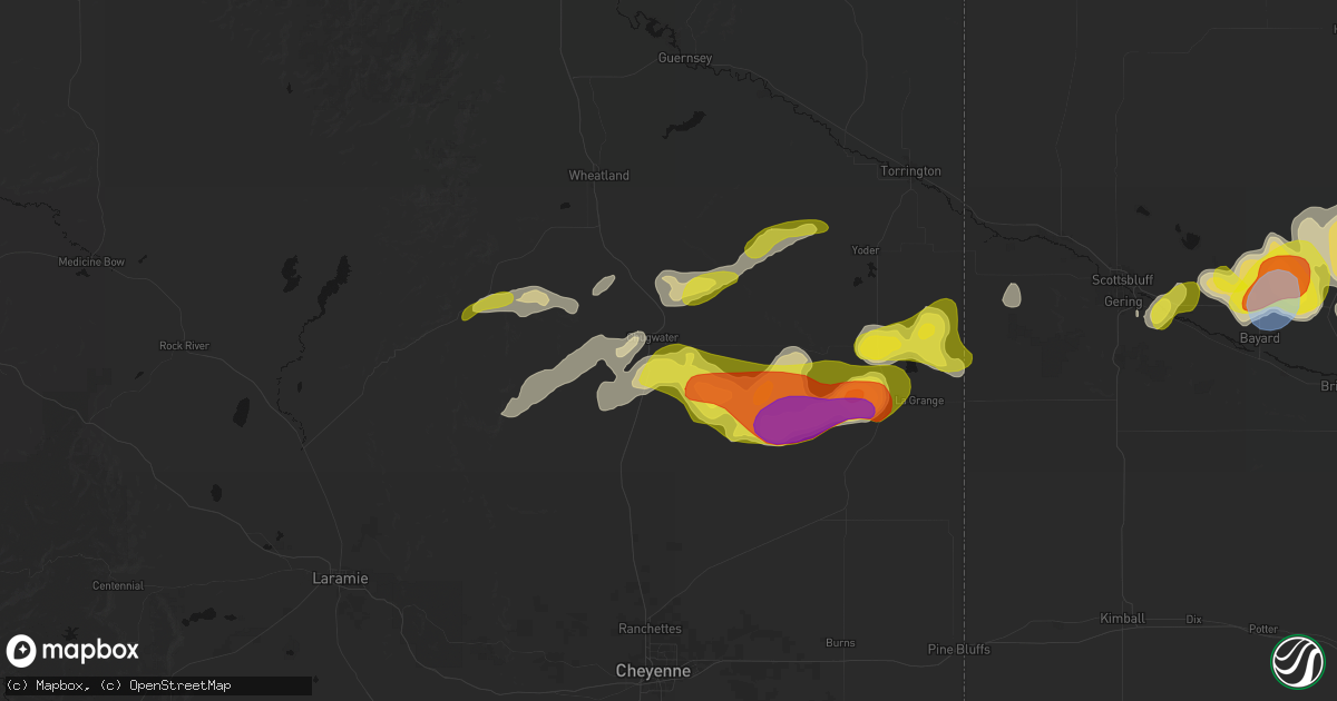 Hail map in Chugwater, WY on June 8, 2026