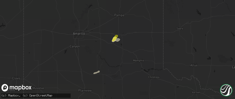 Hail map in Clarendon, TX on June 8, 2026