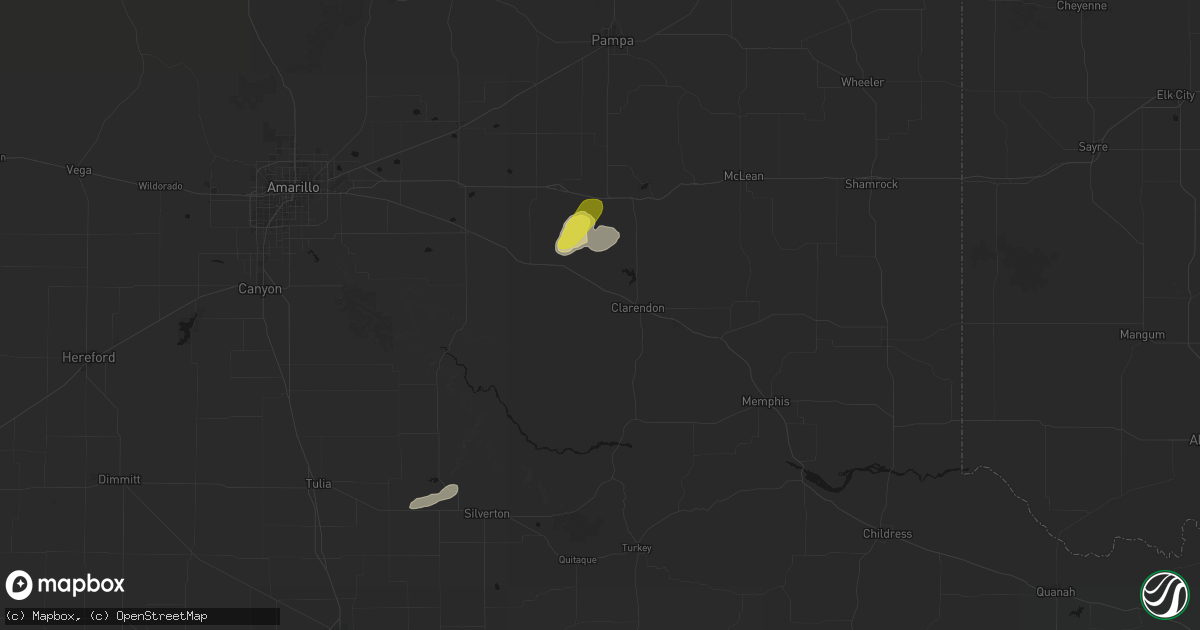 Hail map in Clarendon, TX on June 8, 2026