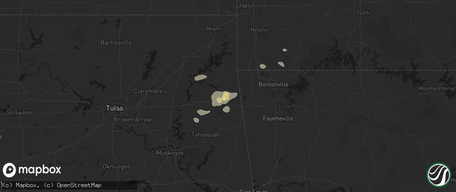 Hail map in Colcord, OK on June 8, 2026