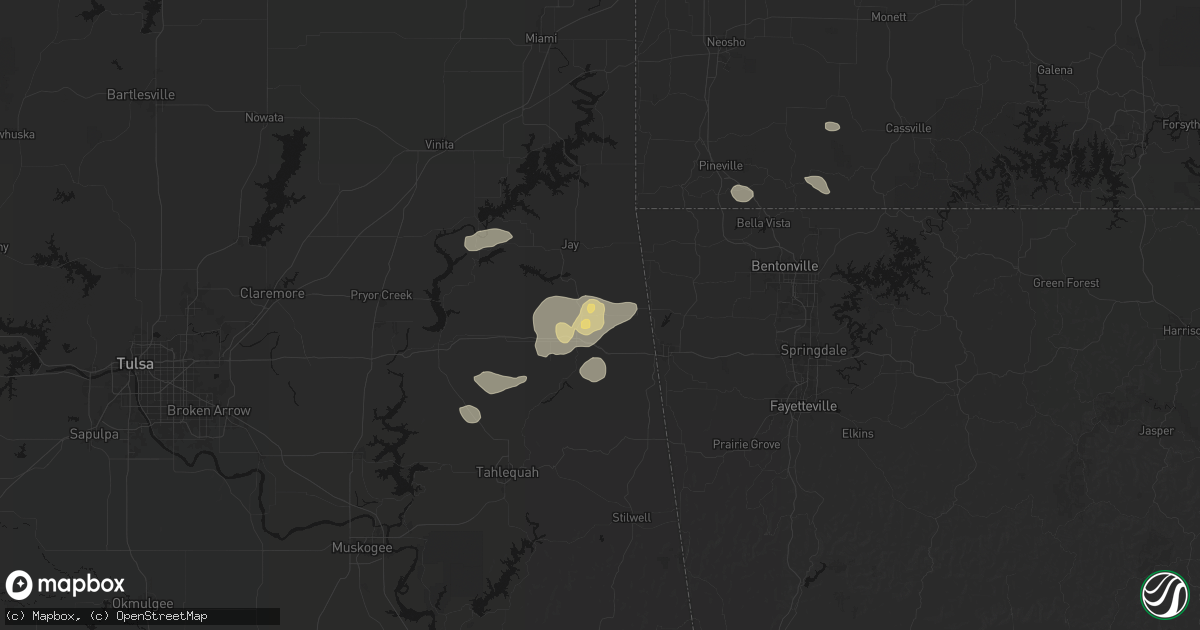 Hail map in Colcord, OK on June 8, 2026