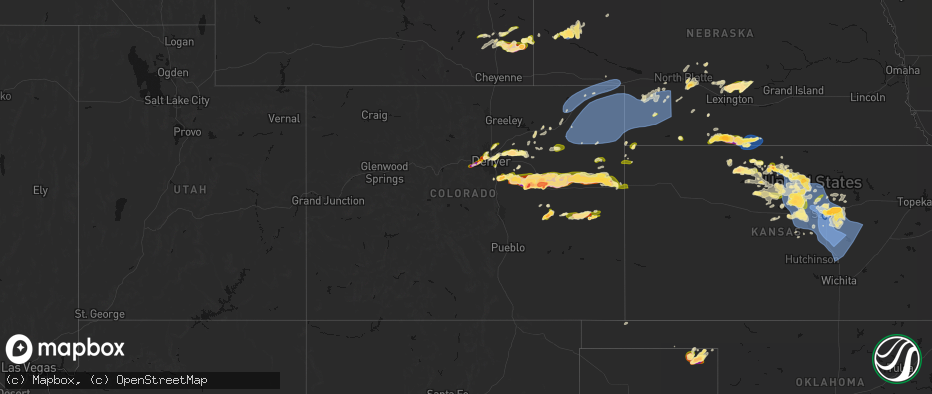 Hail map in Colorado on June 8, 2026